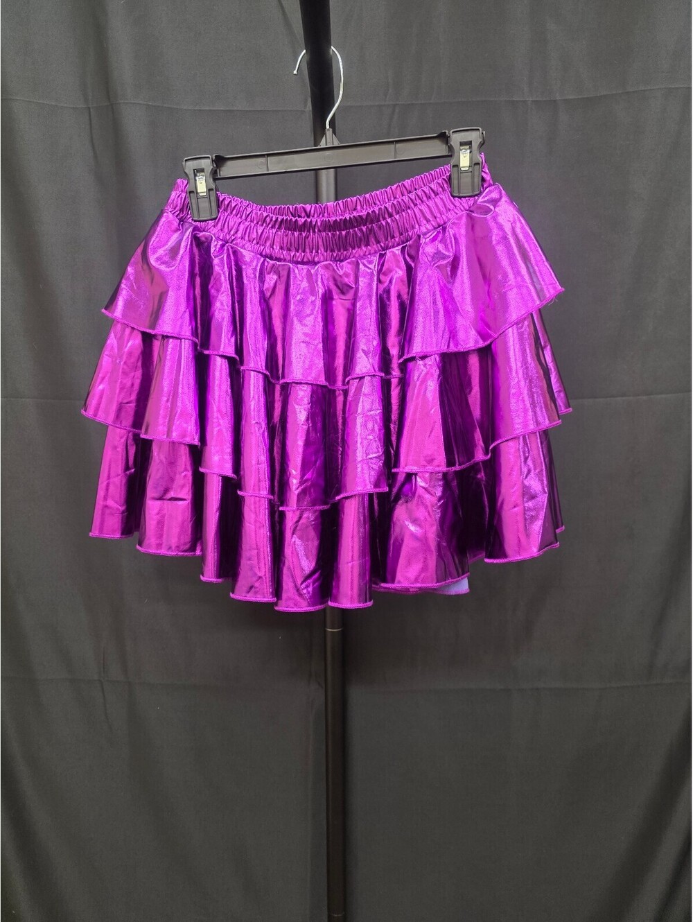 GIRLS METALLIC 3‑LAYER RUFFLE SPARKLY DANCE PARTY SKIRT SIZE 14‑16 - Picture 2 of 6